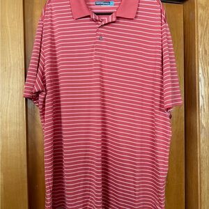 Roundtree & Yorke Polo in Orange with White Stripes